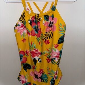 EUC** Floral Yellow Swimsuit| Girls